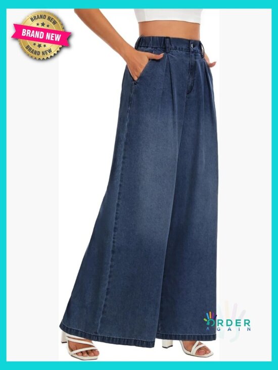 Denim - Extra Wide Leg Jeans Baggy Long Denim Palazzo Trousers Petite Regular Tall